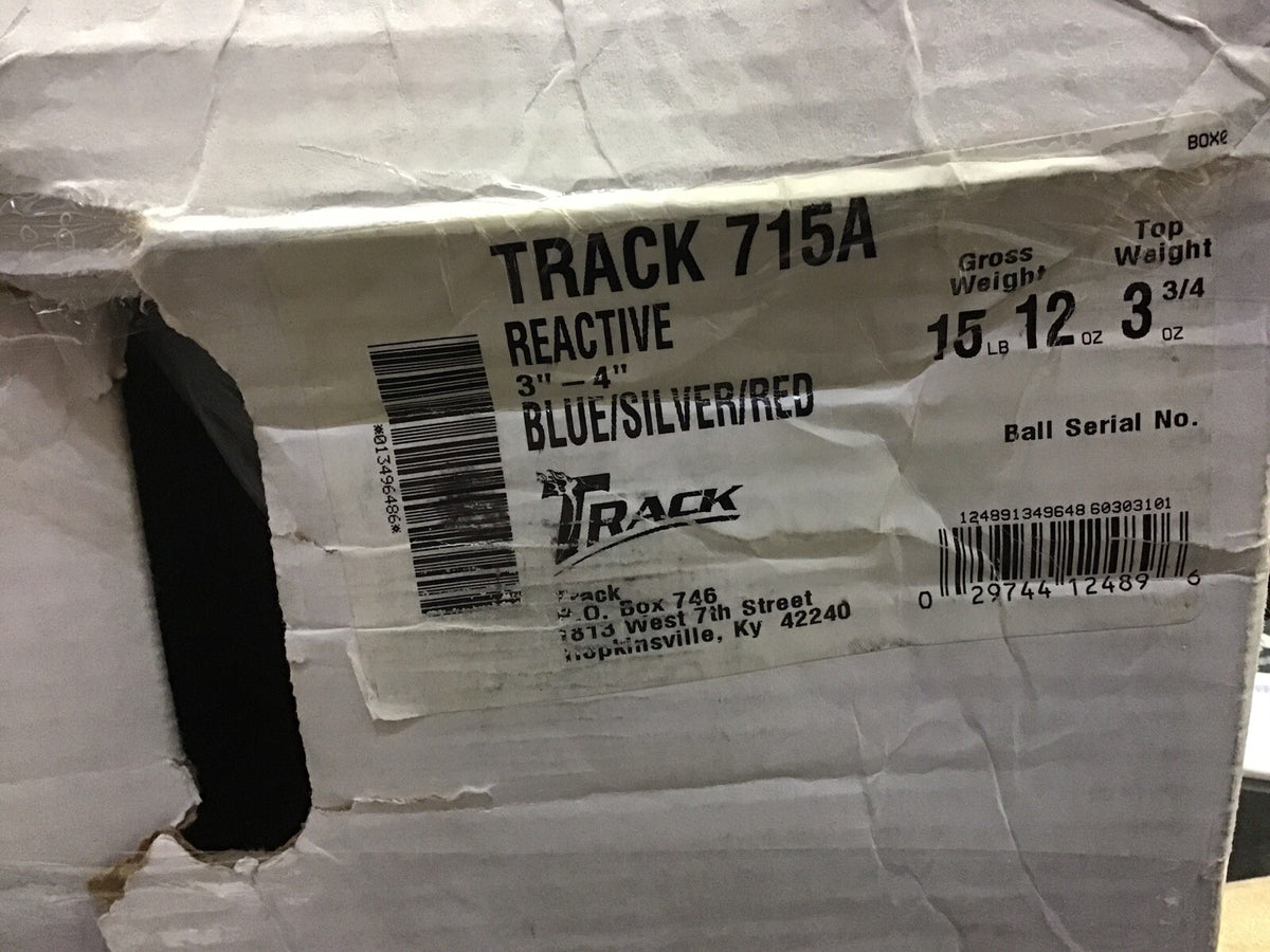 16lb Track 715A Bowling Ball NIB Undrilled BLUE/SILVER/RED