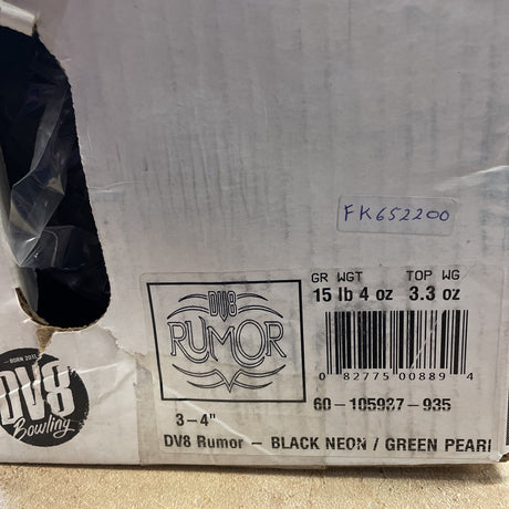 15lb NIB DV8 RUMOR New First Quality Bowling Ball Undrilled