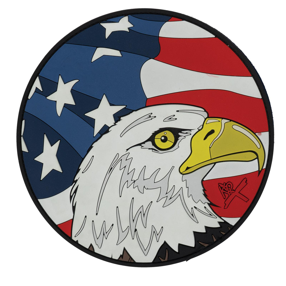 USA Flag/Eagle Round Leather Shammy Pad